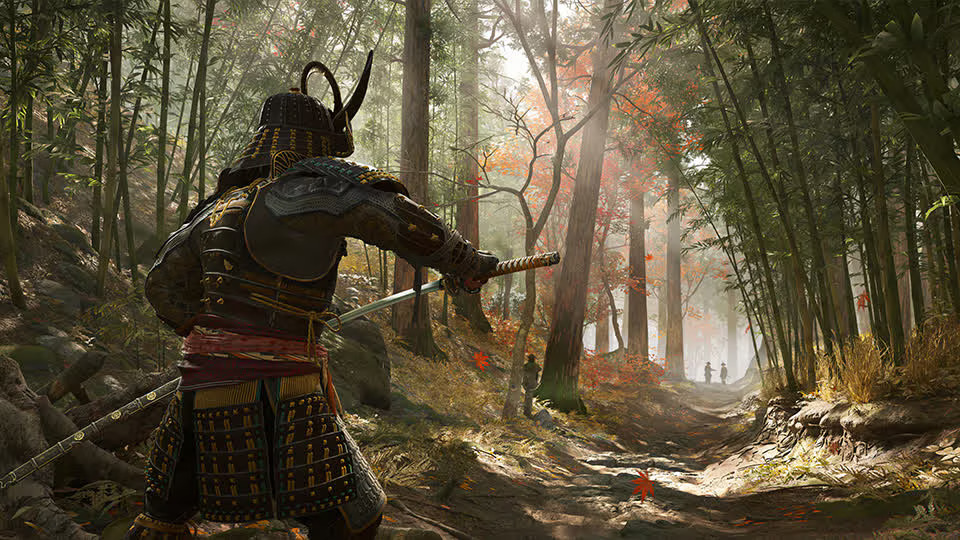 Image showing Naoe moving stealthily in AC Shadows